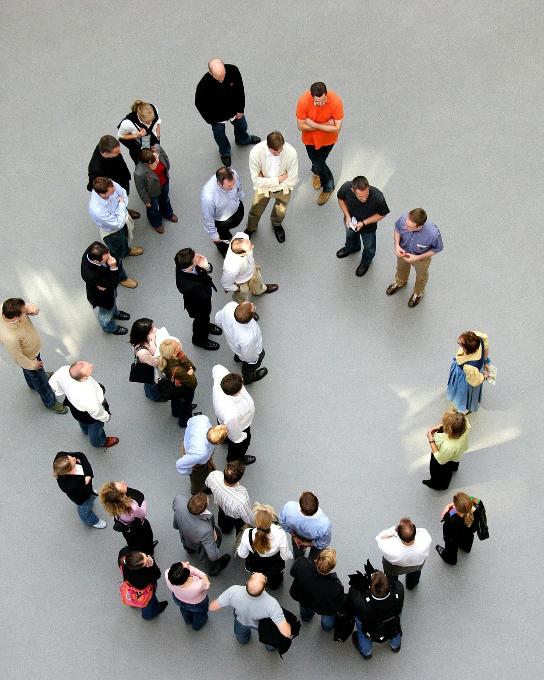 People together in a real place